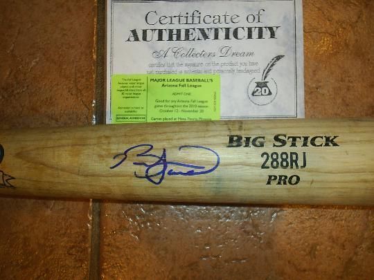 SIGNED NY YANKEES BRANDON LAIRD RAWLINGS GAME USED BAT EL MVP ROY COA 