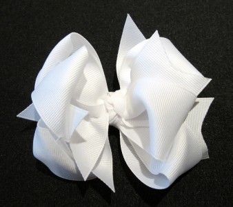 White Loopy Twirly Hairbow