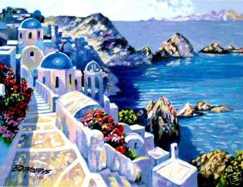 HOWARD BEHRENS   SANTORINI AFTERNOON   SERIGRAPH S/N  