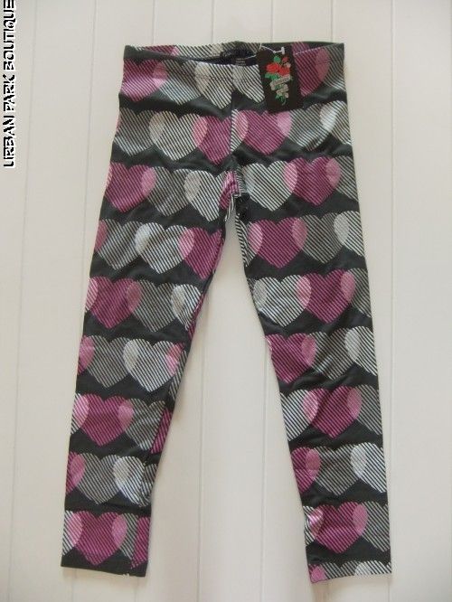 NWT BABY GIRLS FLOWERS BY ZOE BLACK & PINK HEART LEGGINGS SIZE 18 