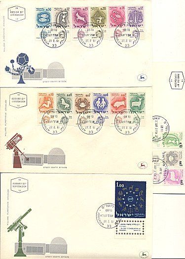 ISRAEL 1961 ZODIAC SIGNS SET OF 4 FDCs  