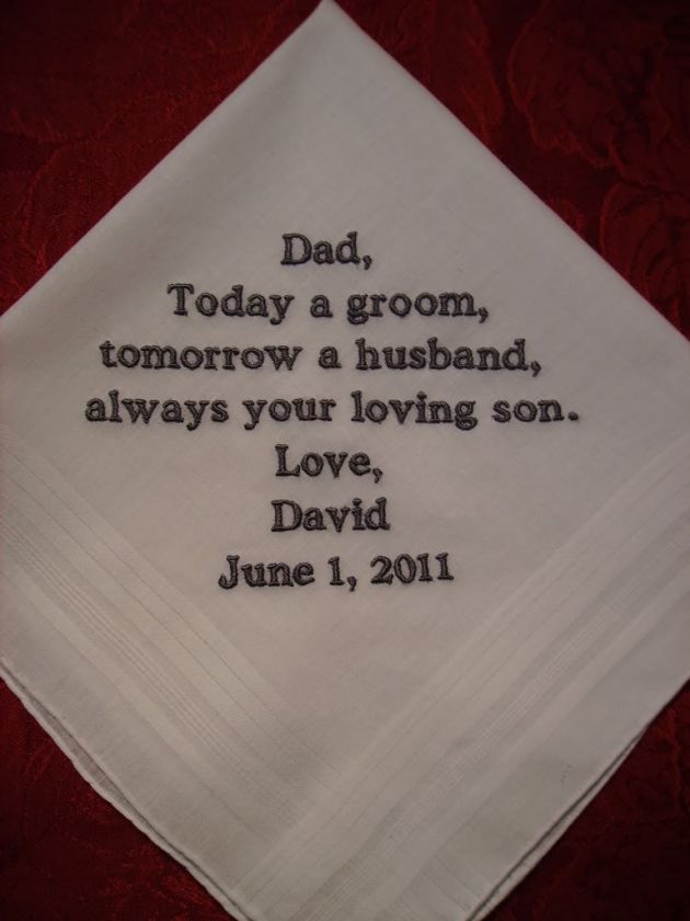 Personalized Embroidered Wedding Handkerchief Hankie Hanky Mother Free 