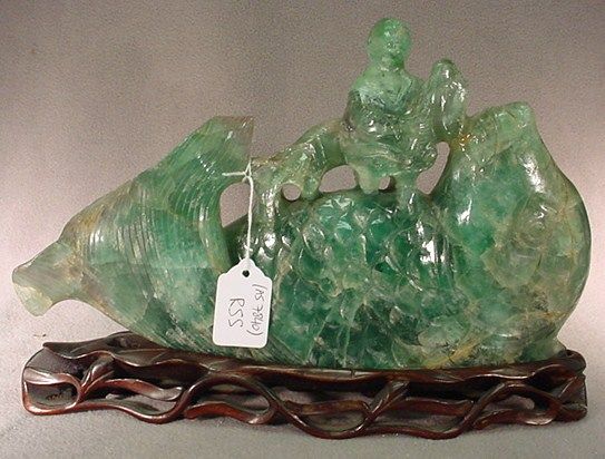 Antique Chinese carved emerald root sculpture # 07840  