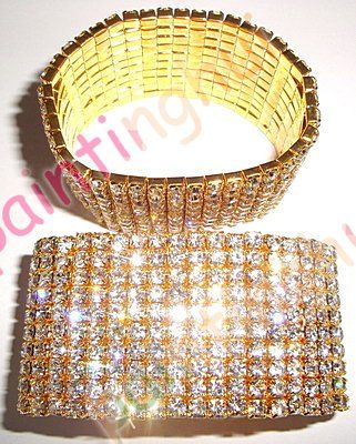 Free Gold plated Bracelet Cuff swarovski crystal 10line  