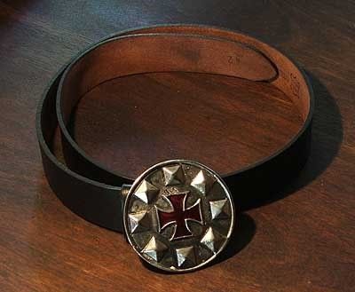 Black Leather Crusader Knight Cross Belt and Buckle  