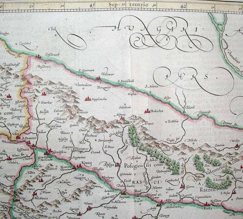 1585 (1633) MERCATOR Map BALKANS CROATIA BOSNIA SAVA  