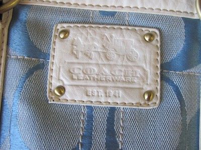 Coach Purse / Handbag C 13025 Shoulder Light Blue & White w 