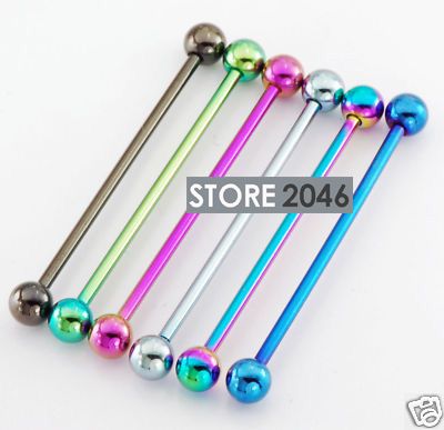 Lot 6   1.5 Mix Color Titanium Industrial Barbells 14G  