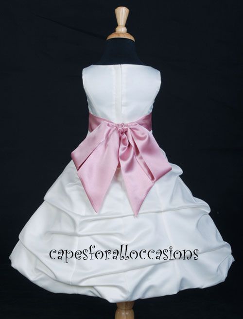 WEDDING FLOWER GIRL DRESS WH/ROSE 2 3 4 6 8 10 12 14 16  