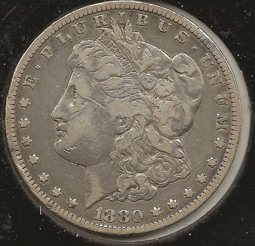 1880 CC F VF Morgan Silver Dollar   SCARCE  