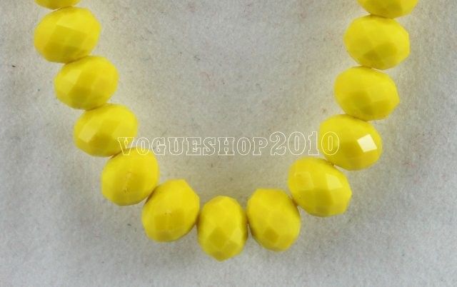 30pcs Porcelain Yellow Faceted Glass Bead 8x6mm   