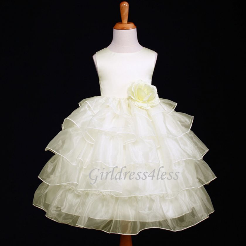   PAGEANT TIERED ORGANZA FLOWER GIRL DRESS 12M 18M 2/2T 4/4T 6 8 10