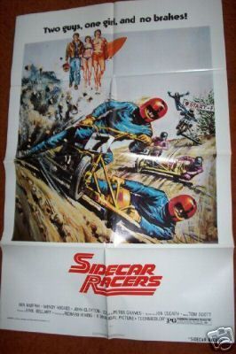 SIDECAR RACERS vintage MOVIE POSTER  1975 folded side car motorcycle 