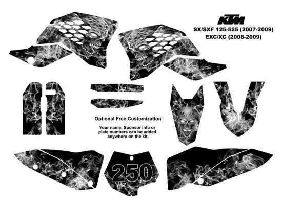 KTM SX/SXF 125 525/EXC   XC Graphics Decal Kit 9500Met  