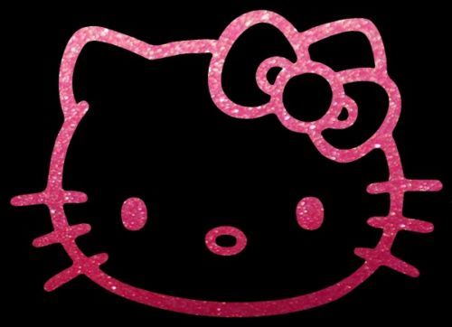 HELLO KITTY PINK GLITTER 23 inch Auto Car Truck Window Sticker Decals 