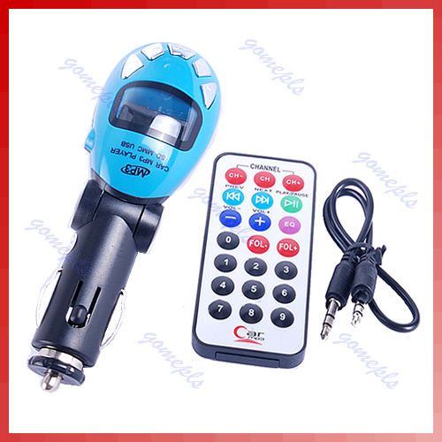   Car  Player Modulator Wireless FM Transmitter USB SD MMC Slot Blue