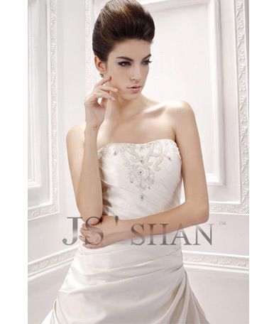 SALEJsshan Ivory Beading Layered Strapless Bridal Gown Wedding Dress 