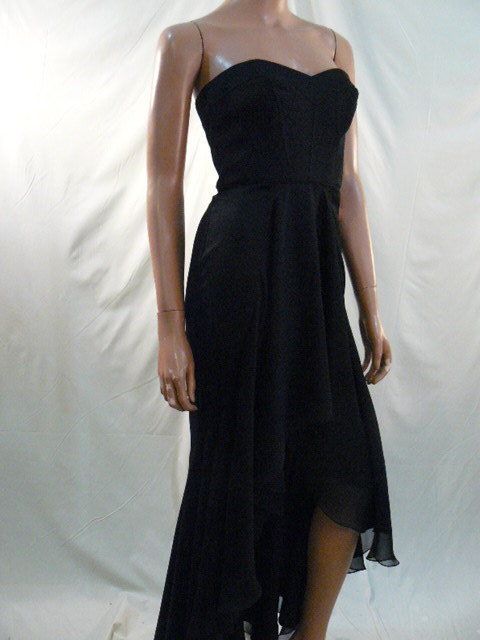 268 Jill Stuart Black Chiffon HighLow Gown Dress 2 NEW  