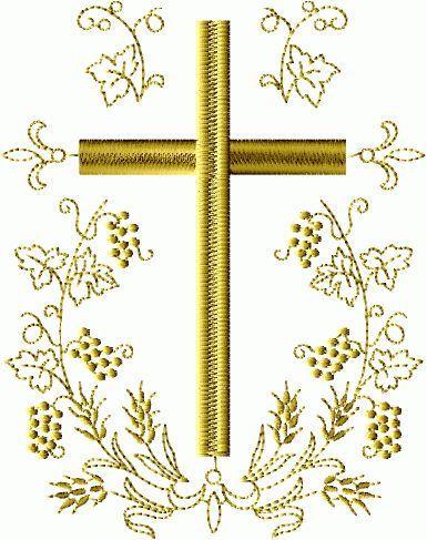 Cross in Oval Wreath