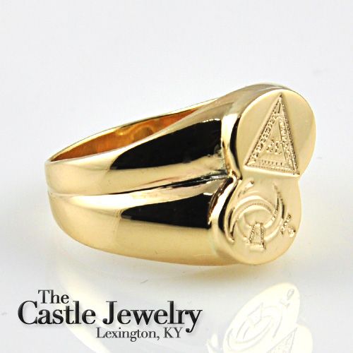 MASONIC RING 32ND DEGREE MOON & SWORD UNITY TRIANGLE  