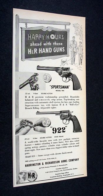 Hand Guns Sportman 999 & 922 .22 models 1951 Ad  