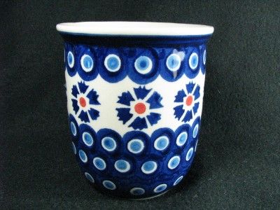 WIZA POLISH POTTERY MUG from BOLESLAWIEC, POLAND NEW BLUE and WHITE 