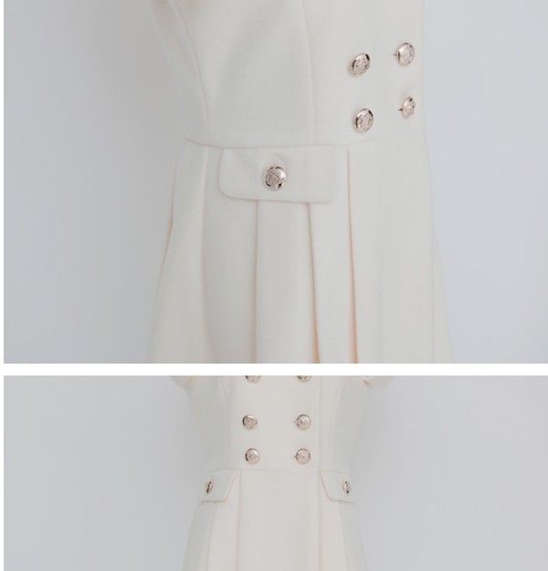 2012 NEW Women White Cashmere Double breasted coat Jacket #61  