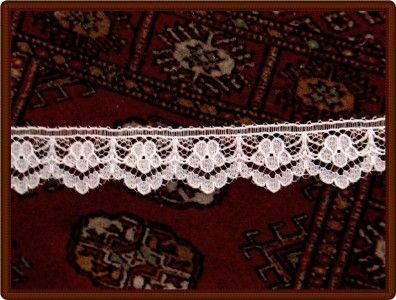 WHITE RICK RACKY FLORAL NET LACE FABRIC TRIM 4YD  