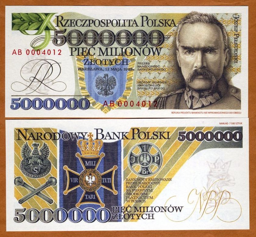 Poland, 5000000 (5,000,000) Zlotych, 1995, P NL, UNC  Pilsudski 