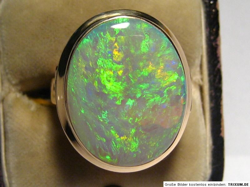 Heavy 14K Art Deco Ring w. Great Black Opal, 7.35   VID  