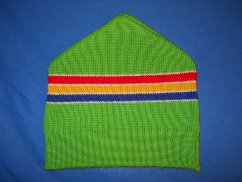 vintage NEON GREEN STRIPED WIGWAM ACRYLIC WINTER SKI SKIING HAT  