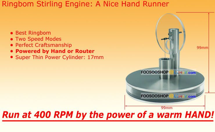 COOL Ringbom Stirling Engine Low Temperature Run On Hand/Router 