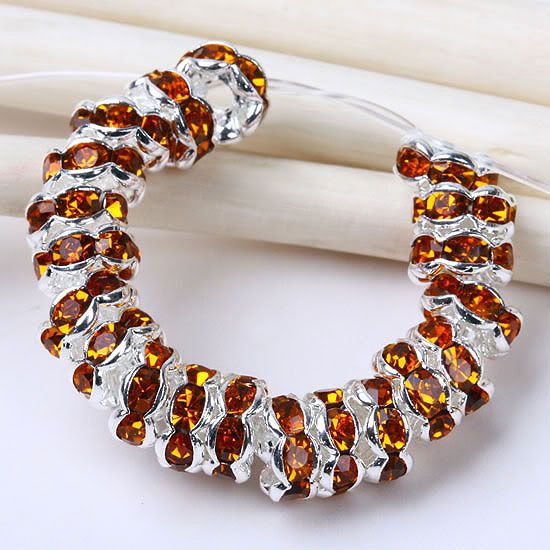 6mm Orange Rhinestone Spacers Findings Loose Beads 20pc  