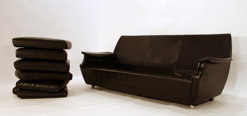 FAUTEUIL LOUNGE CHAIRS + COUCH SOFA LEATHER 70s 70er  