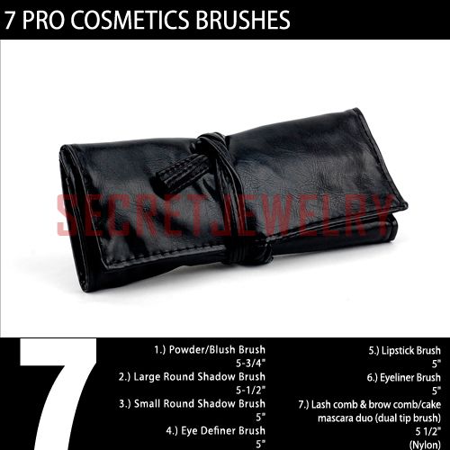 pcs Cosmetic Make Up Brush Set Leather Case Goat Pony  