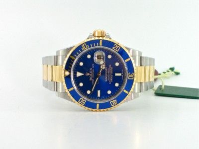 ROLEX MENS 16613 SS 18K GOLD BLUE SUBMARINER M WATCH, COMPLETE W 