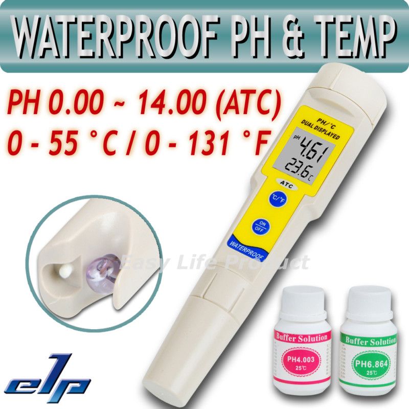 Waterproof Digital pH Meter Tester Thermometer °C/°F  