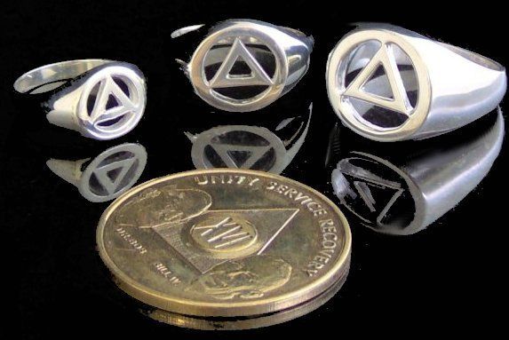 NEW Silver AA Ring Recovery Jewelry 12 Step Alcoholics Anonymous 