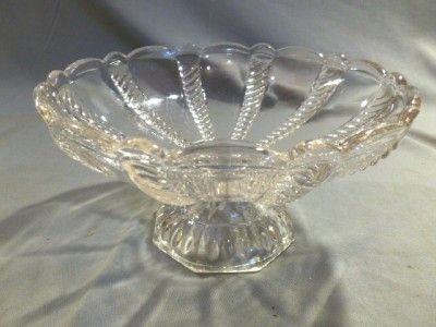   & Sandwich Glass Footed Bowl Cable Pattern Compote 1850s AAFA  