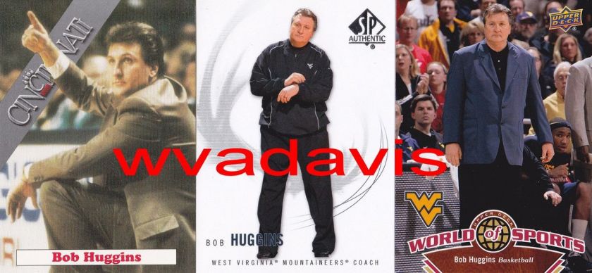 West Virginia University Mountaineers Basketball HC BOB HUGGINS Cards 