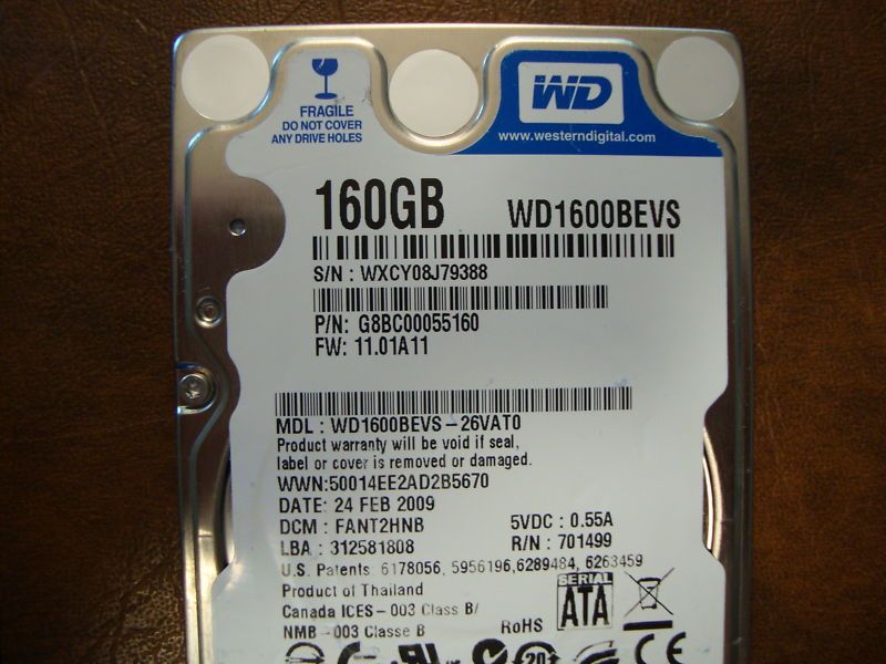 WD WD1600BEVS 26VAT0 (All available drives in listing) 3540260010595 