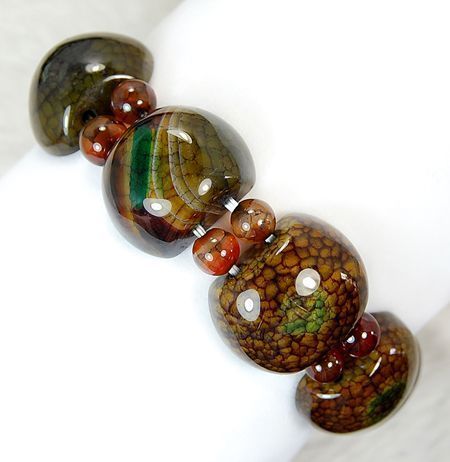 18x24mm Grenn Fire Agate Bracelet 8Beads  