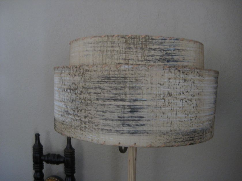 Vintage Lamp Shade Parchment Barrell Shape Mid Century Modern Double 