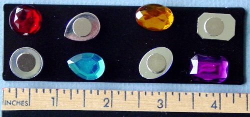 Boxed SET of 8 Cut JEWELED GEMS With Magnets BEAUTIFUL  