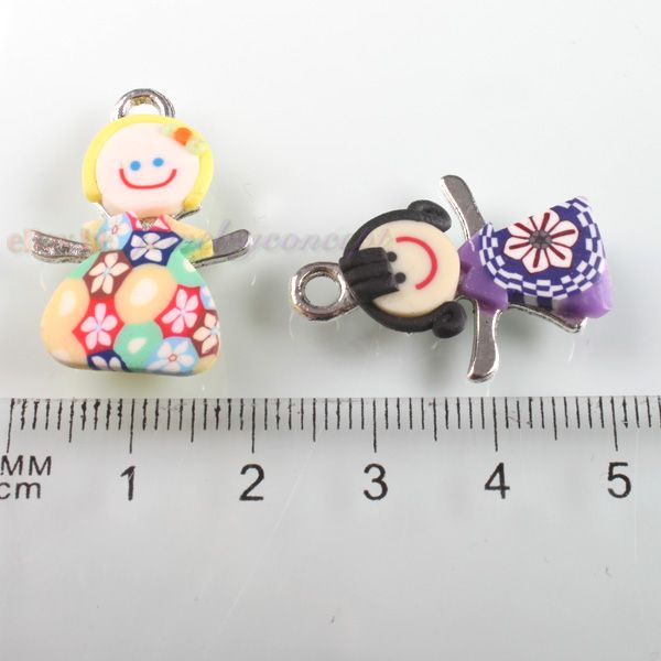 100 New Fimo Alloy Girl Charms Pendants Free P&P 140298  