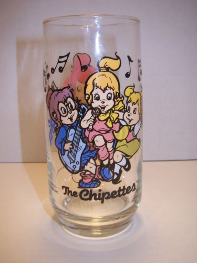 Vintage 1985 Chipmunks CHIPETTES Drinking Glass COOL  