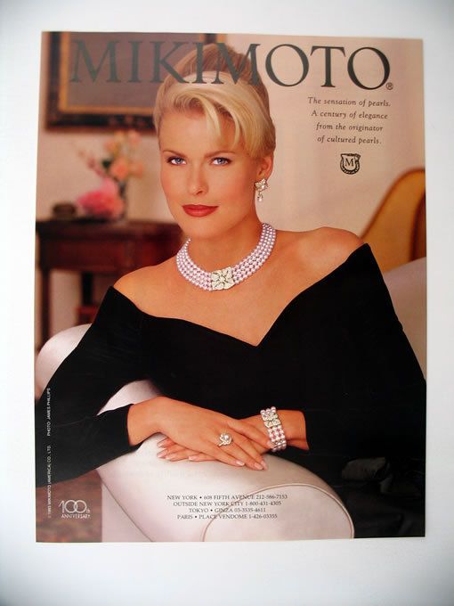 Mikimoto Cultured Pearls pearl necklace bracelet 1993 print Ad 