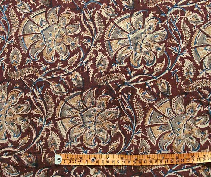 Kalamkari, Hand Block Print, Cotton Fabric. 2½ Yards  