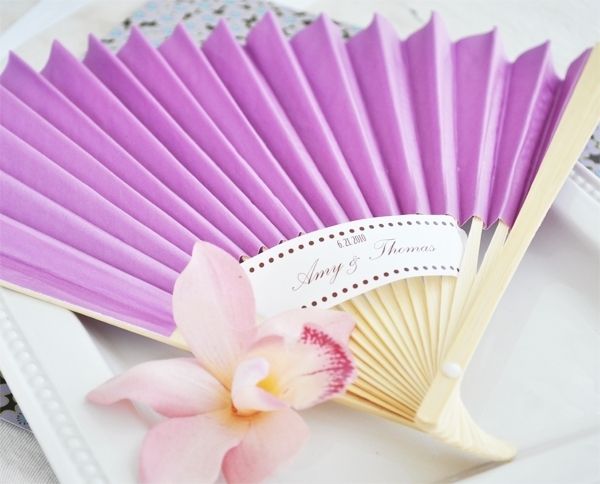 Lilac Light Purple Paper Fan Outdoor Wedding Favors  