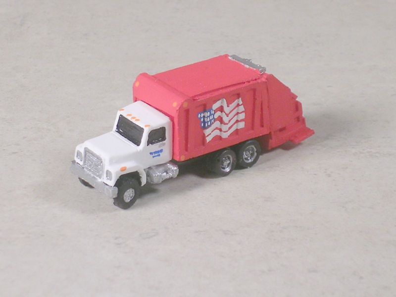 Scale 1982 Red International Garbage Truck w/ Flag  